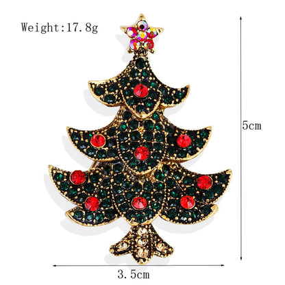 Fashion Christmas Hat Christmas Tree Snowman Alloy Inlay Rhinestones Unisex Brooches