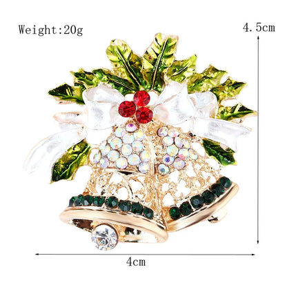 Fashion Christmas Hat Christmas Tree Snowman Alloy Inlay Rhinestones Unisex Brooches