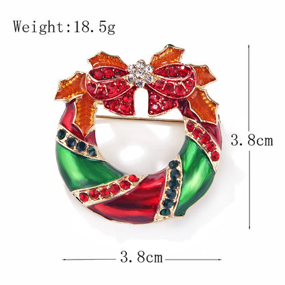 Fashion Christmas Hat Christmas Tree Snowman Alloy Inlay Rhinestones Unisex Brooches