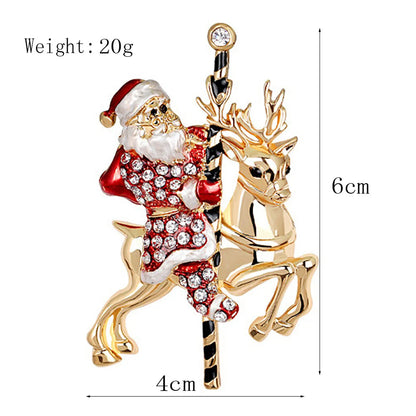 Fashion Christmas Hat Christmas Tree Snowman Alloy Inlay Rhinestones Unisex Brooches