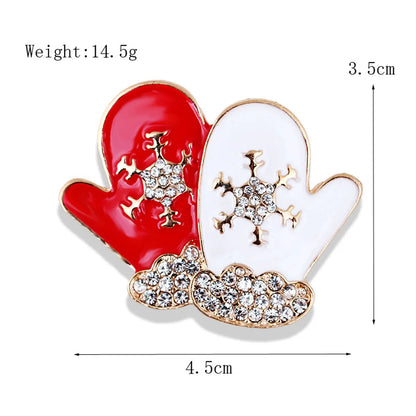 Fashion Christmas Hat Christmas Tree Snowman Alloy Inlay Rhinestones Unisex Brooches