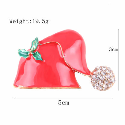 Fashion Christmas Hat Christmas Tree Snowman Alloy Inlay Rhinestones Unisex Brooches