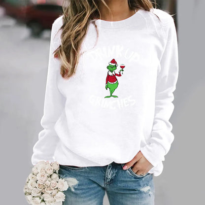 Women'S Hoodie Long Sleeve Hoodies & Sweatshirts Printing Fashion Christmas Hat Letter