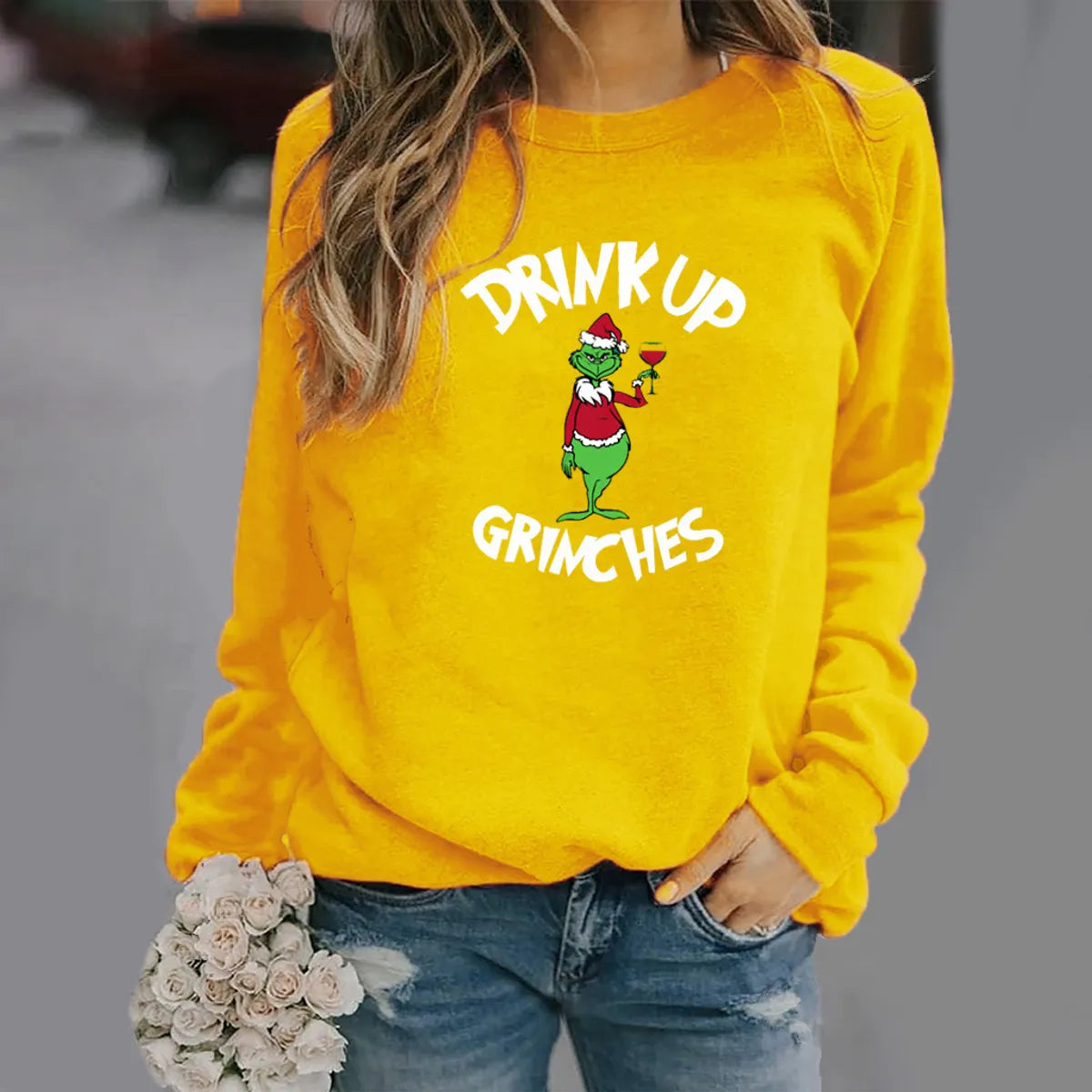 Women'S Hoodie Long Sleeve Hoodies & Sweatshirts Printing Fashion Christmas Hat Letter