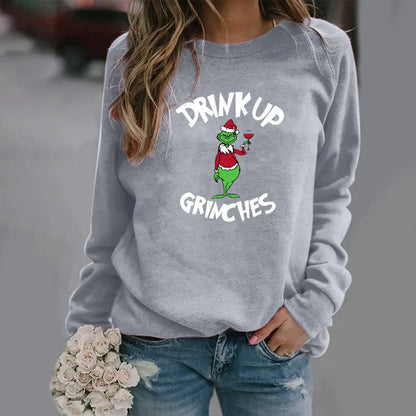 Women'S Hoodie Long Sleeve Hoodies & Sweatshirts Printing Fashion Christmas Hat Letter