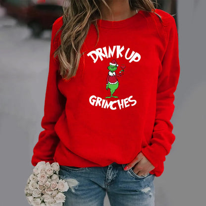 Women'S Hoodie Long Sleeve Hoodies & Sweatshirts Printing Fashion Christmas Hat Letter