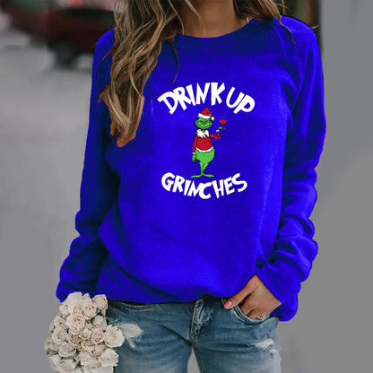 Women'S Hoodie Long Sleeve Hoodies & Sweatshirts Printing Fashion Christmas Hat Letter