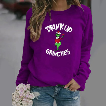 Women'S Hoodie Long Sleeve Hoodies & Sweatshirts Printing Fashion Christmas Hat Letter