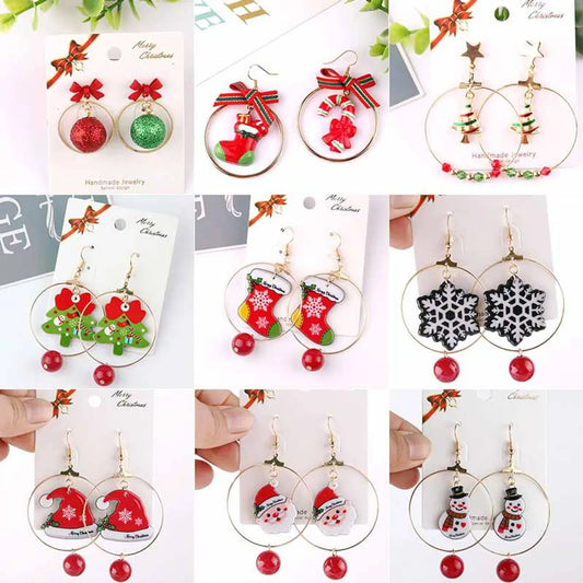 Fashion Christmas Hat Santa Claus Christmas Socks Alloy Beaded Women'S Drop Earrings 1 Pair