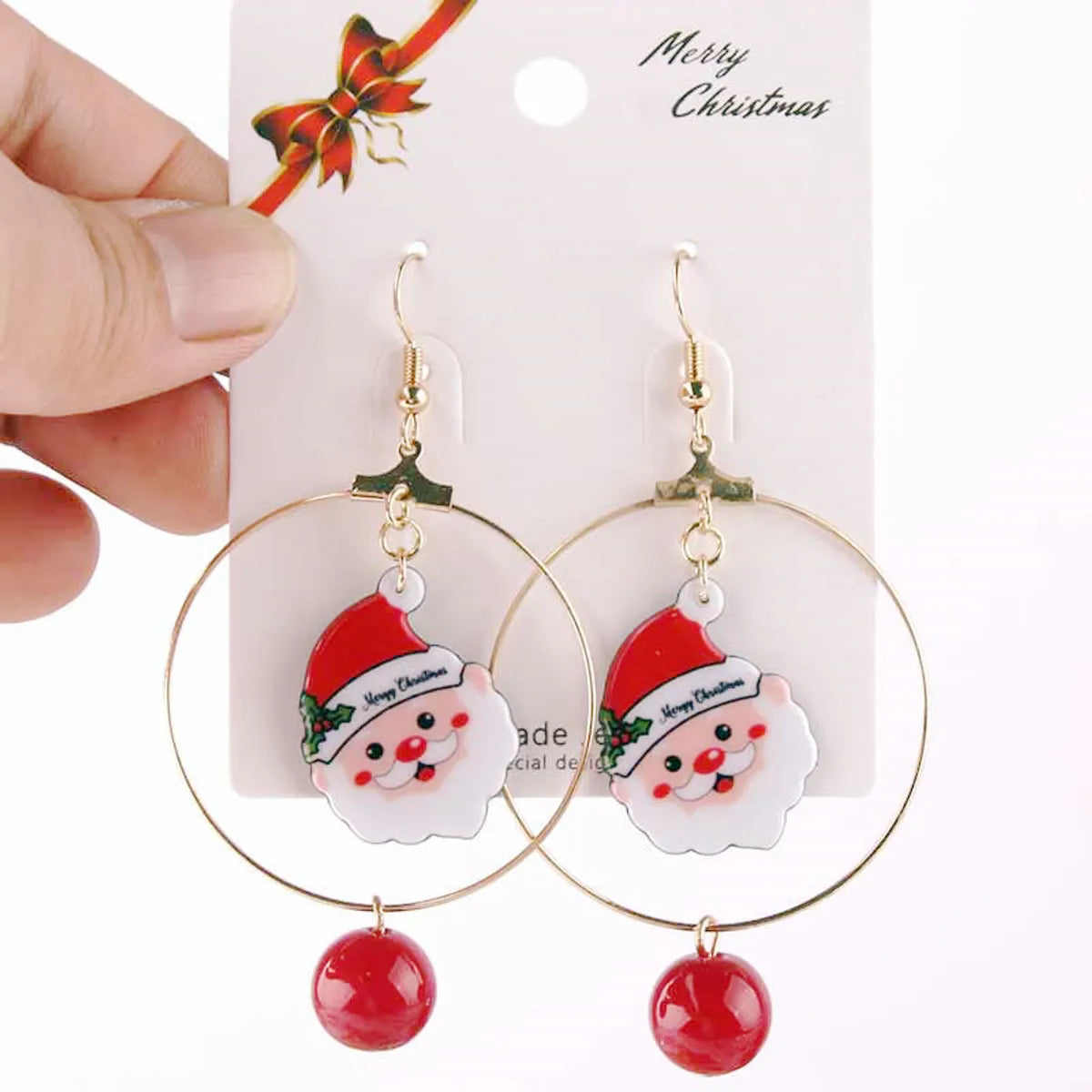 Fashion Christmas Hat Santa Claus Christmas Socks Alloy Beaded Women'S Drop Earrings 1 Pair