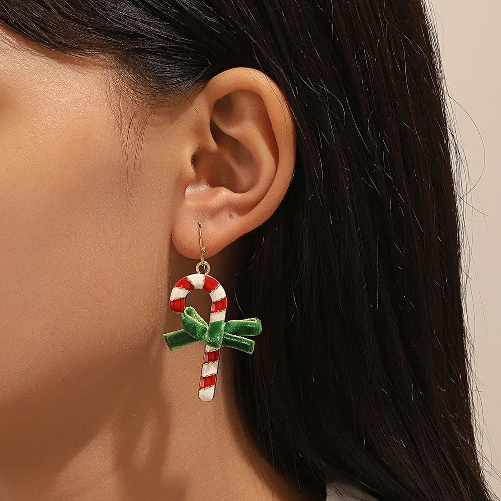 Fashion Christmas Tree Alloy Enamel Inlay Artificial Gemstones Women'S Drop Earrings 1 Pair