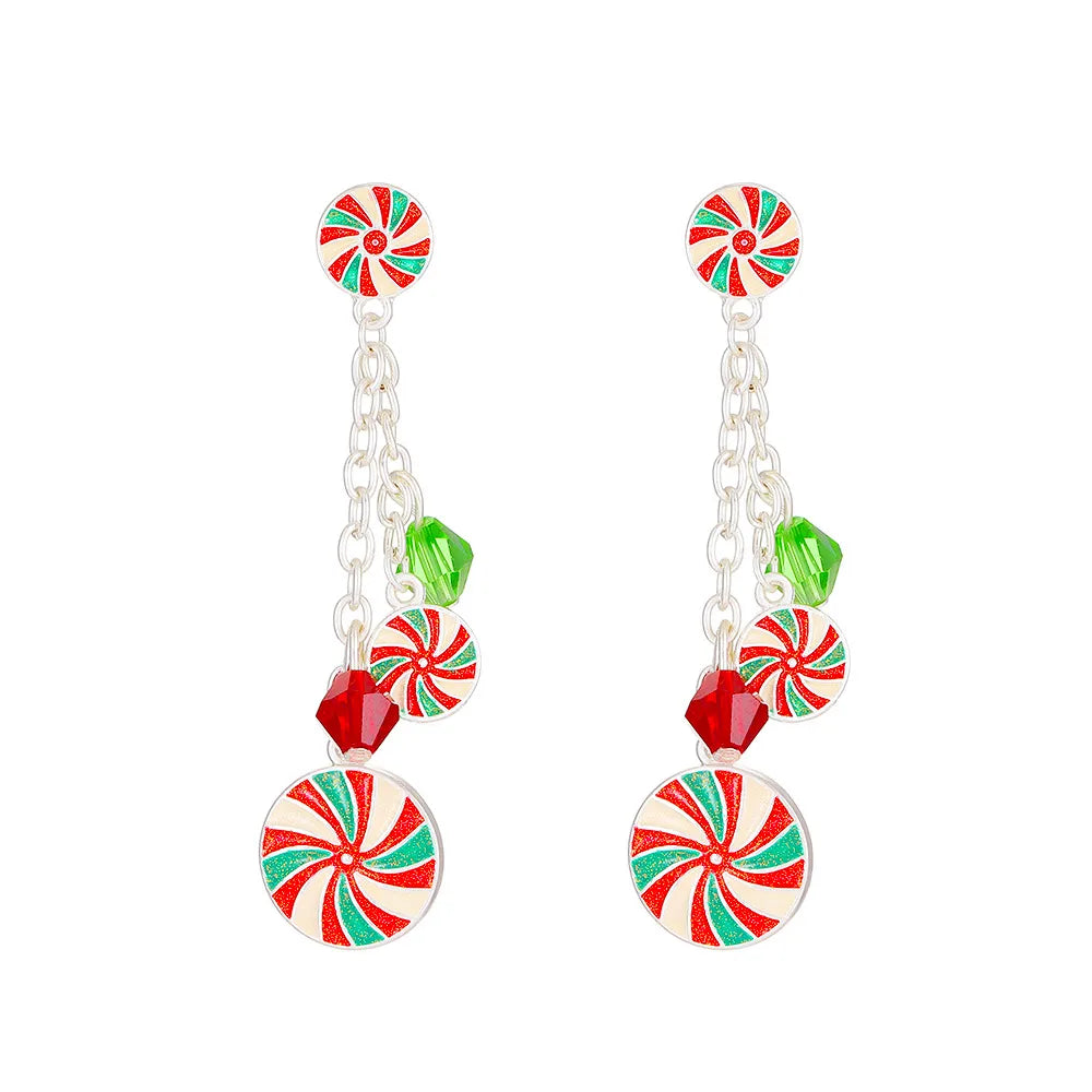 Fashion Christmas Tree Alloy Enamel Inlay Artificial Gemstones Women'S Drop Earrings 1 Pair