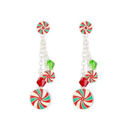 Fashion Christmas Tree Alloy Enamel Inlay Artificial Gemstones Women'S Drop Earrings 1 Pair