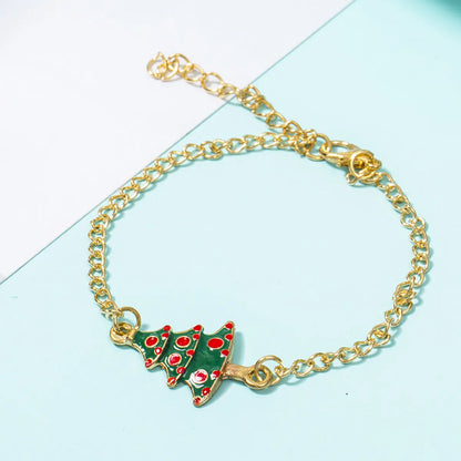 Fashion Christmas Tree Alloy Enamel Christmas Women'S Bracelets Earrings Necklace