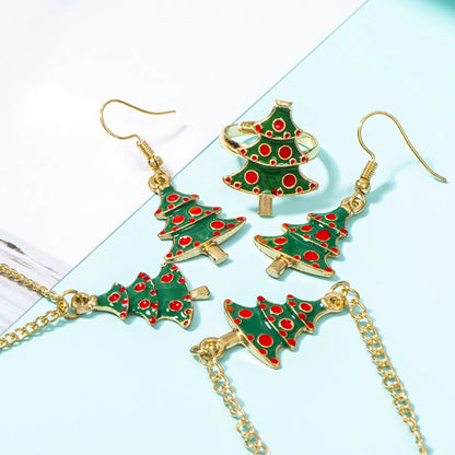 Fashion Christmas Tree Alloy Enamel Christmas Women'S Bracelets Earrings Necklace