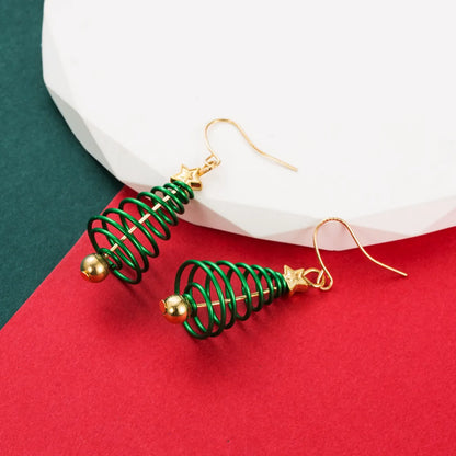 1 Pair Fashion Christmas Tree Enamel Alloy Drop Earrings