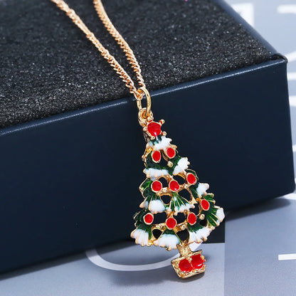 Fashion Christmas Tree Alloy Enamel Women'S Earrings Necklace