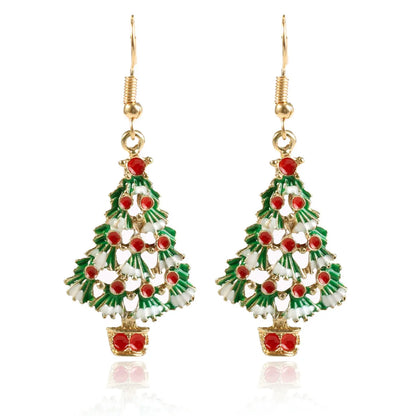 Fashion Christmas Tree Alloy Enamel Women'S Earrings Necklace