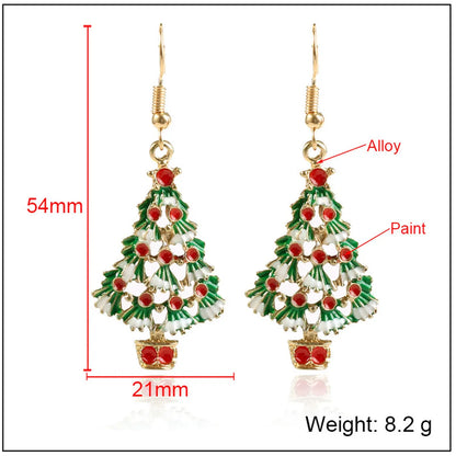 Fashion Christmas Tree Alloy Enamel Women'S Earrings Necklace