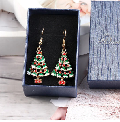 Fashion Christmas Tree Alloy Enamel Women'S Earrings Necklace