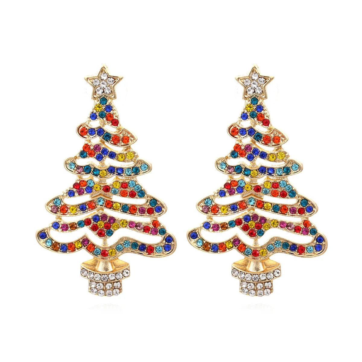 Fashion Christmas Tree Alloy Inlay Rhinestones Pearl Women's Drop Earrings 1 Pair