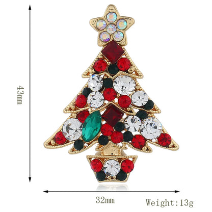 Fashion Christmas Tree Alloy Inlay Rhinestones Women'S Brooches