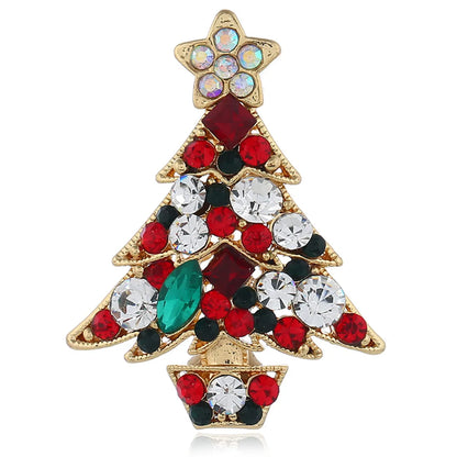 Fashion Christmas Tree Alloy Inlay Rhinestones Women'S Brooches