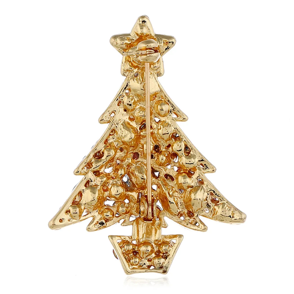 Fashion Christmas Tree Alloy Inlay Rhinestones Women'S Brooches