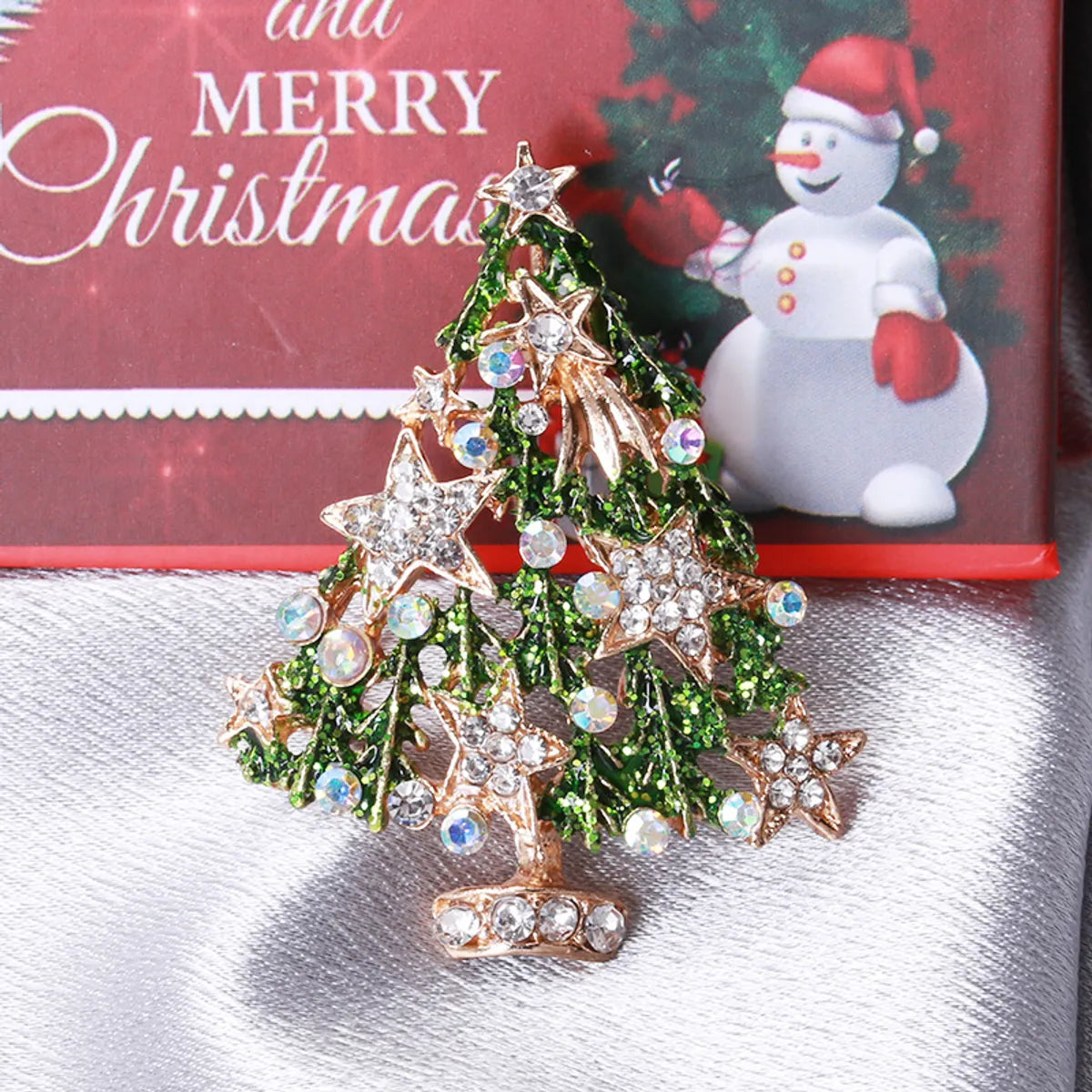 Fashion Christmas Tree Alloy Inlay Rhinestones Women'S Brooches