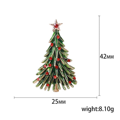 Fashion Christmas Tree Alloy Inlay Rhinestones Women'S Brooches