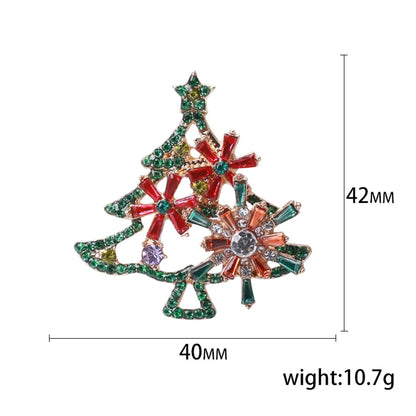 Fashion Christmas Tree Alloy Inlay Rhinestones Women'S Brooches