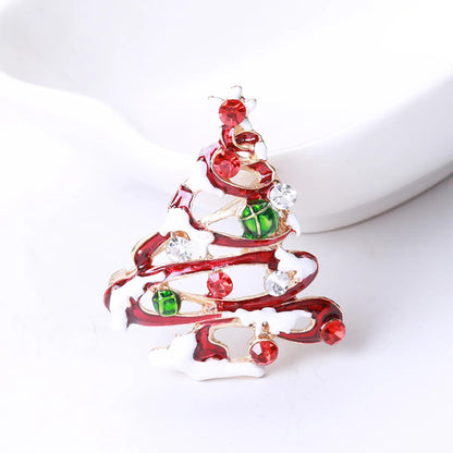 Fashion Christmas Tree Alloy Inlay Rhinestones Women'S Brooches