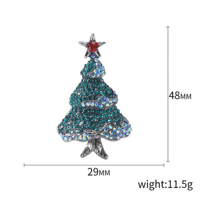 Fashion Christmas Tree Alloy Inlay Rhinestones Women'S Brooches