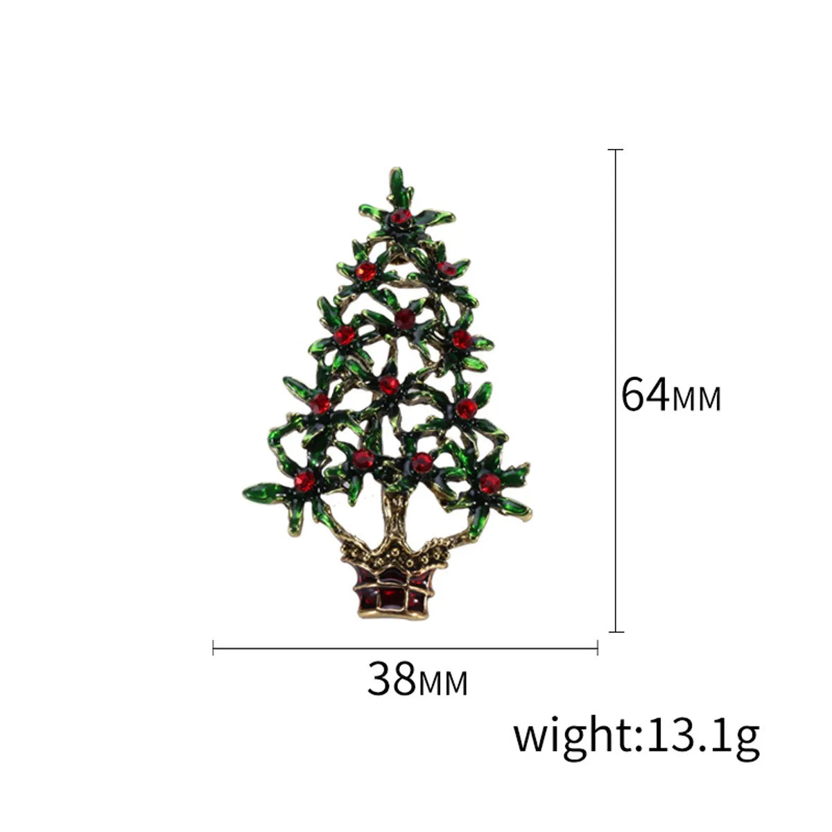 Fashion Christmas Tree Alloy Inlay Rhinestones Women'S Brooches