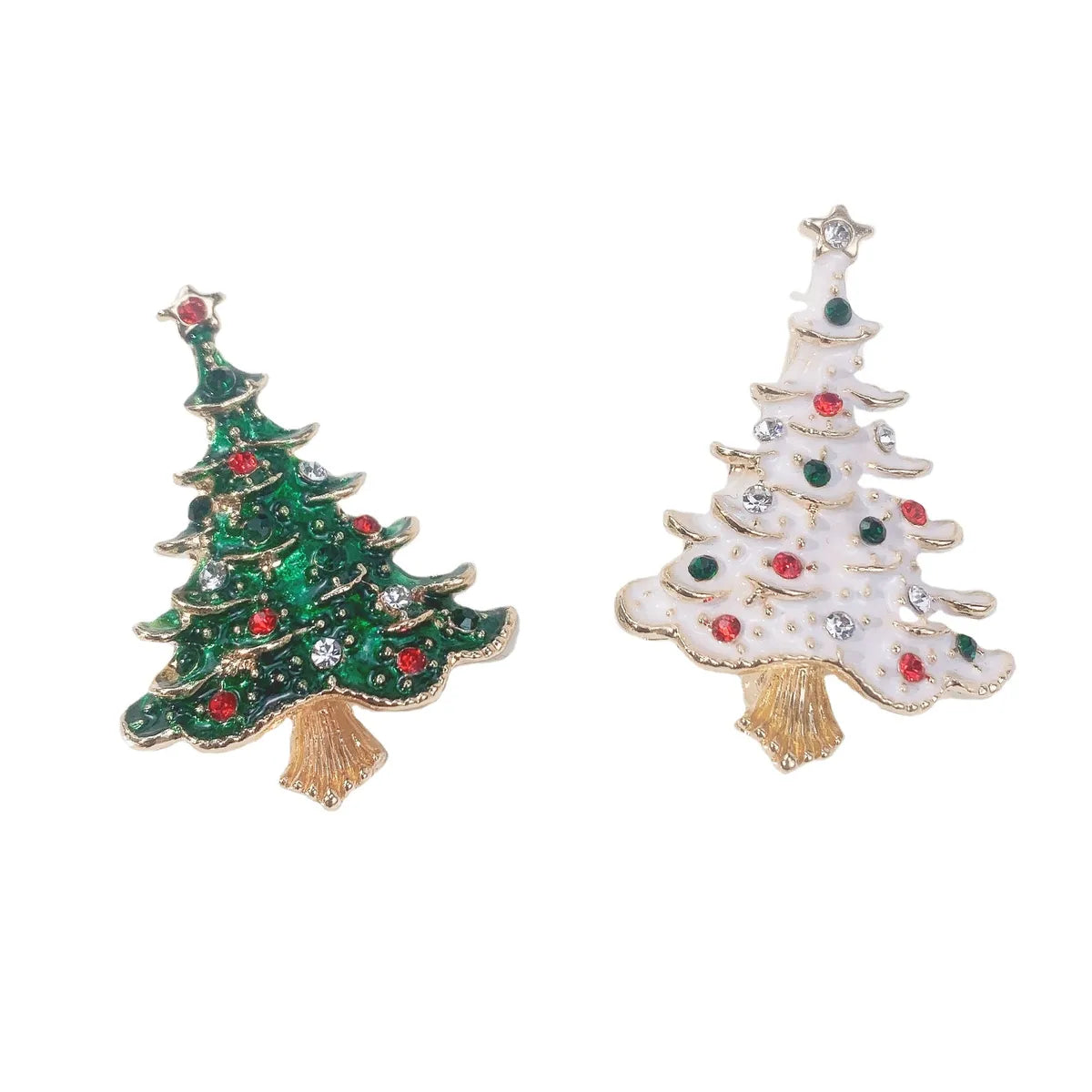 Fashion Christmas Tree Alloy Plating Artificial Rhinestones Women'S Brooches