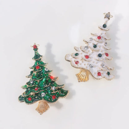 Fashion Christmas Tree Alloy Plating Artificial Rhinestones Women'S Brooches