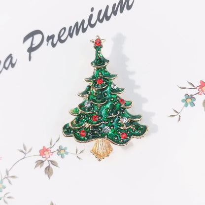 Fashion Christmas Tree Alloy Plating Artificial Rhinestones Women'S Brooches