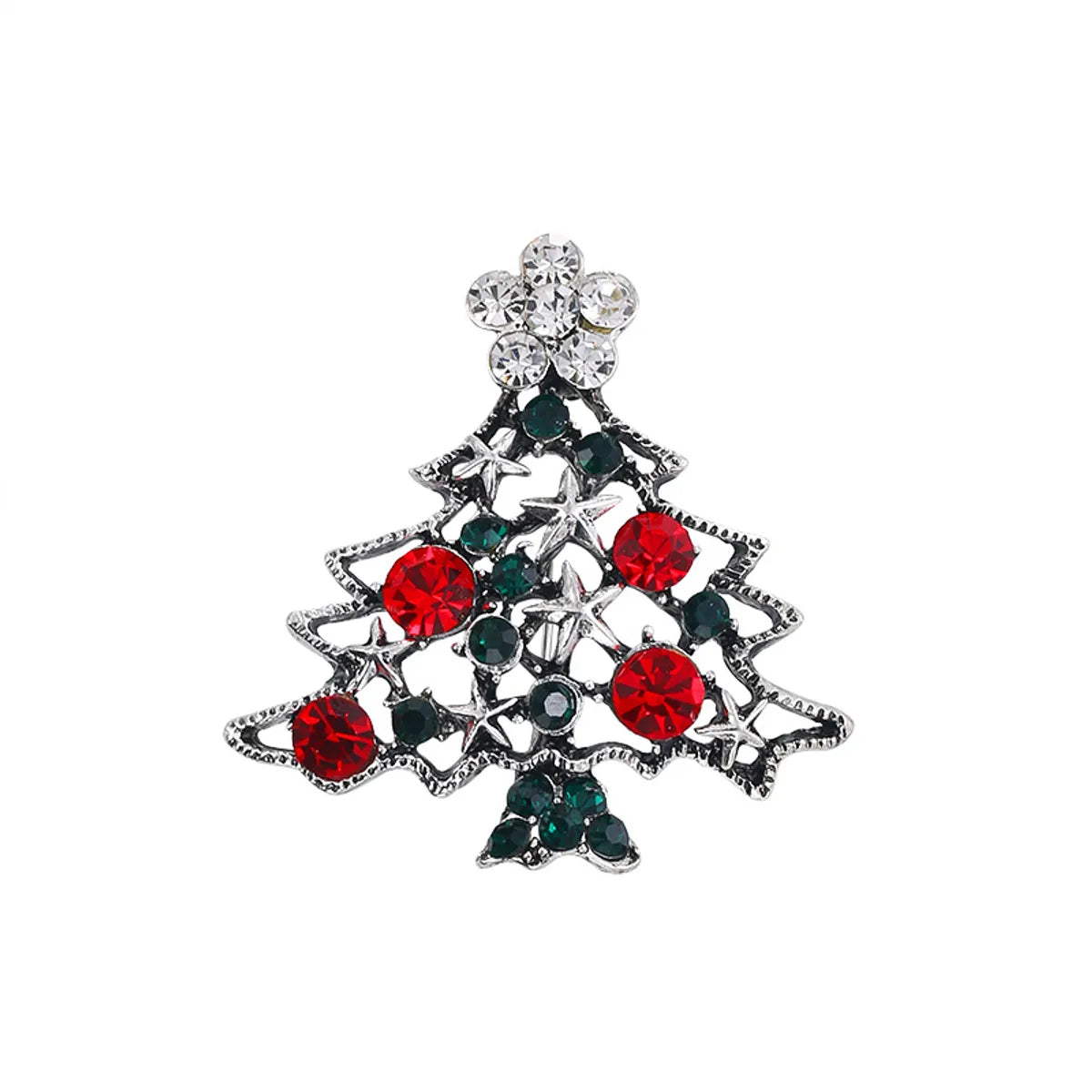 Fashion Christmas Tree Alloy Plating Rhinestones Women'S Brooches