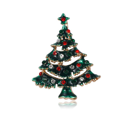 Fashion Christmas Tree Alloy Plating Rhinestones Women'S Brooches