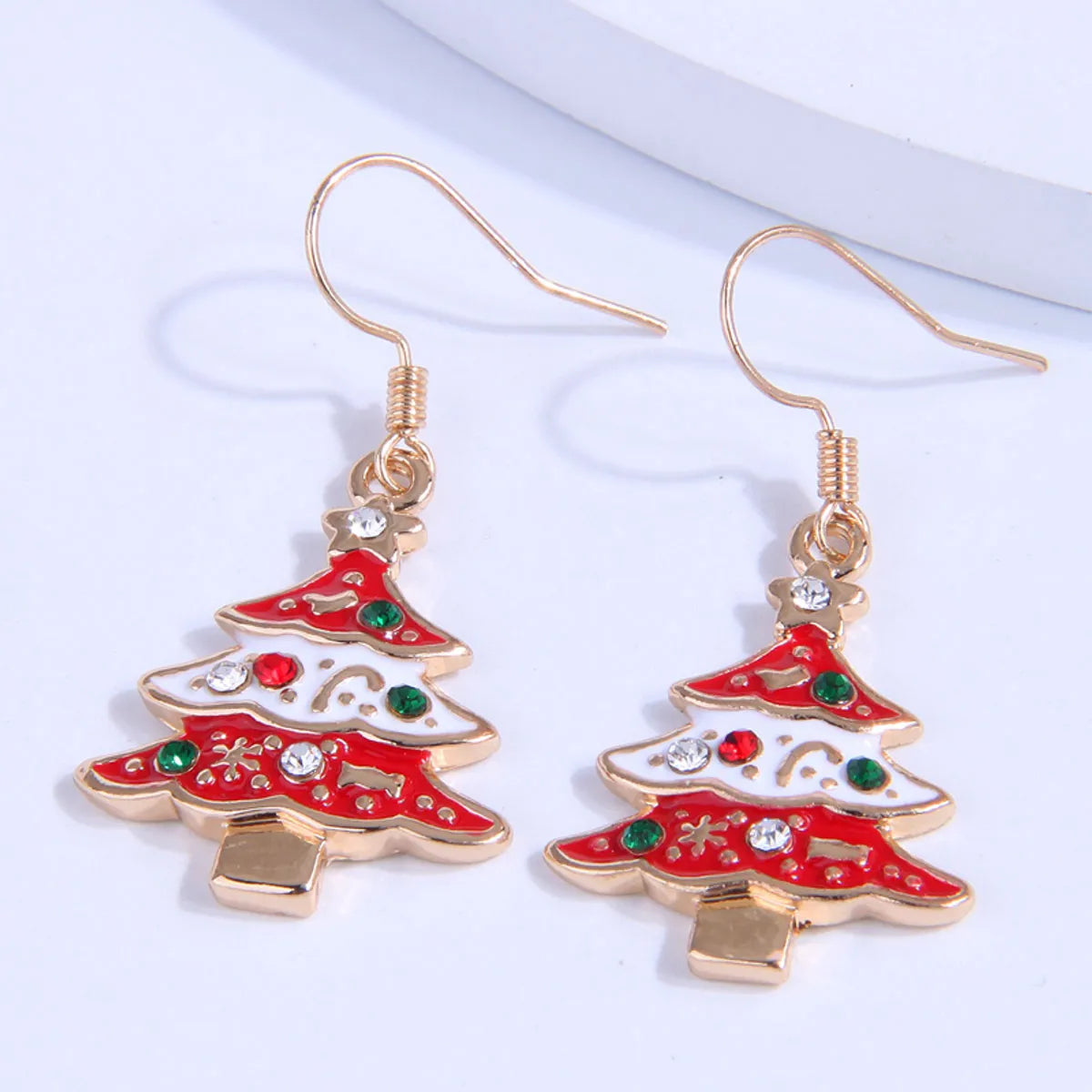 Fashion Christmas Tree Alloy Plating Rhinestones Women's Ear Hook 1 Pair