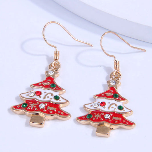 Fashion Christmas Tree Alloy Plating Rhinestones Women's Ear Hook 1 Pair