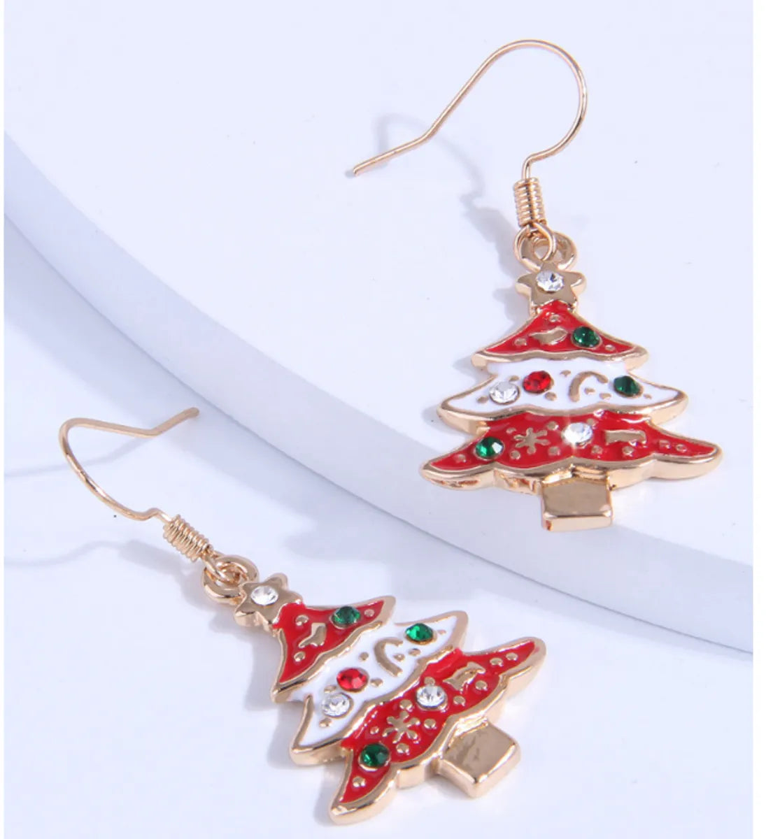 Fashion Christmas Tree Alloy Plating Rhinestones Women's Ear Hook 1 Pair