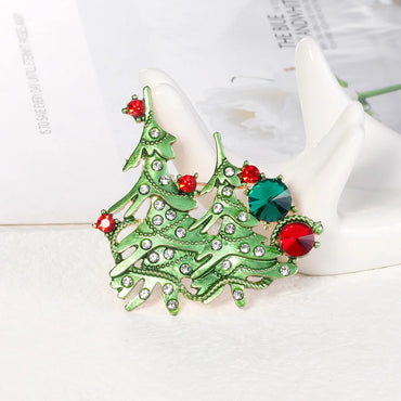 Fashion Christmas Tree Alloy Rhinestone Women'S Brooches