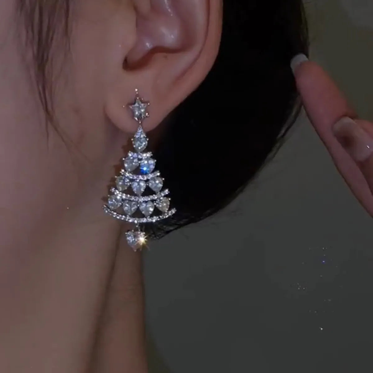 Fashion Christmas Tree Alloy Rhinestone Women's Drop Earrings 1 Pair