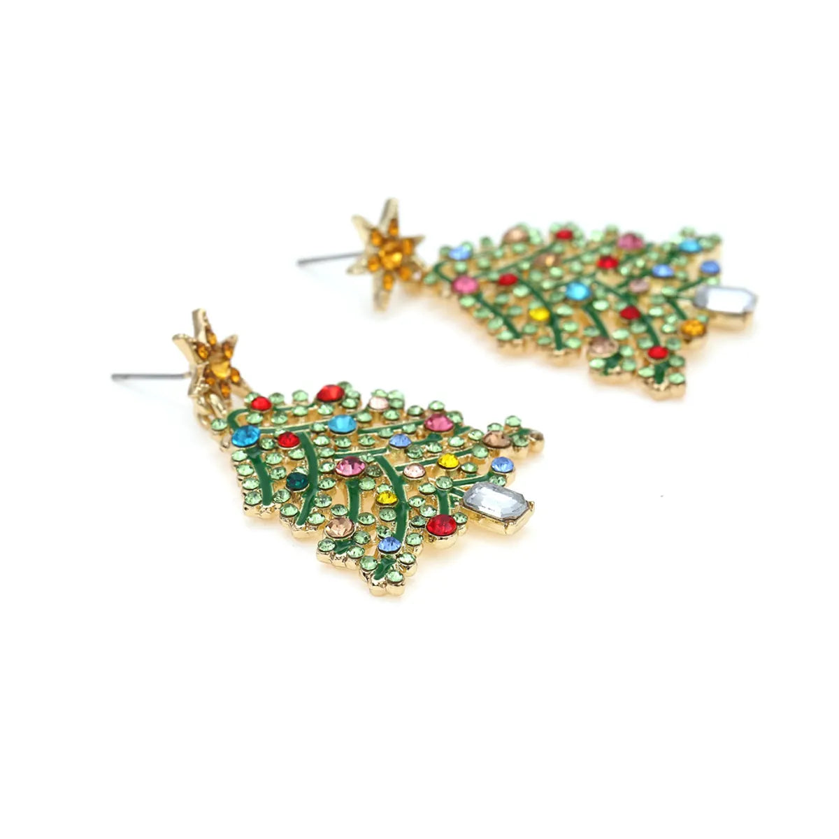 Fashion Christmas Tree Alloy Rhinestones Women'S Drop Earrings 1 Pair