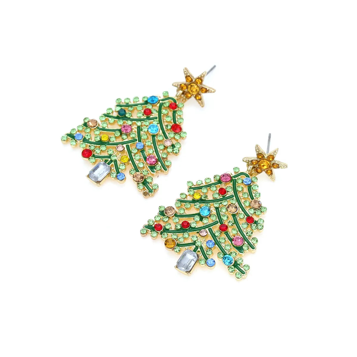 Fashion Christmas Tree Alloy Rhinestones Women'S Drop Earrings 1 Pair