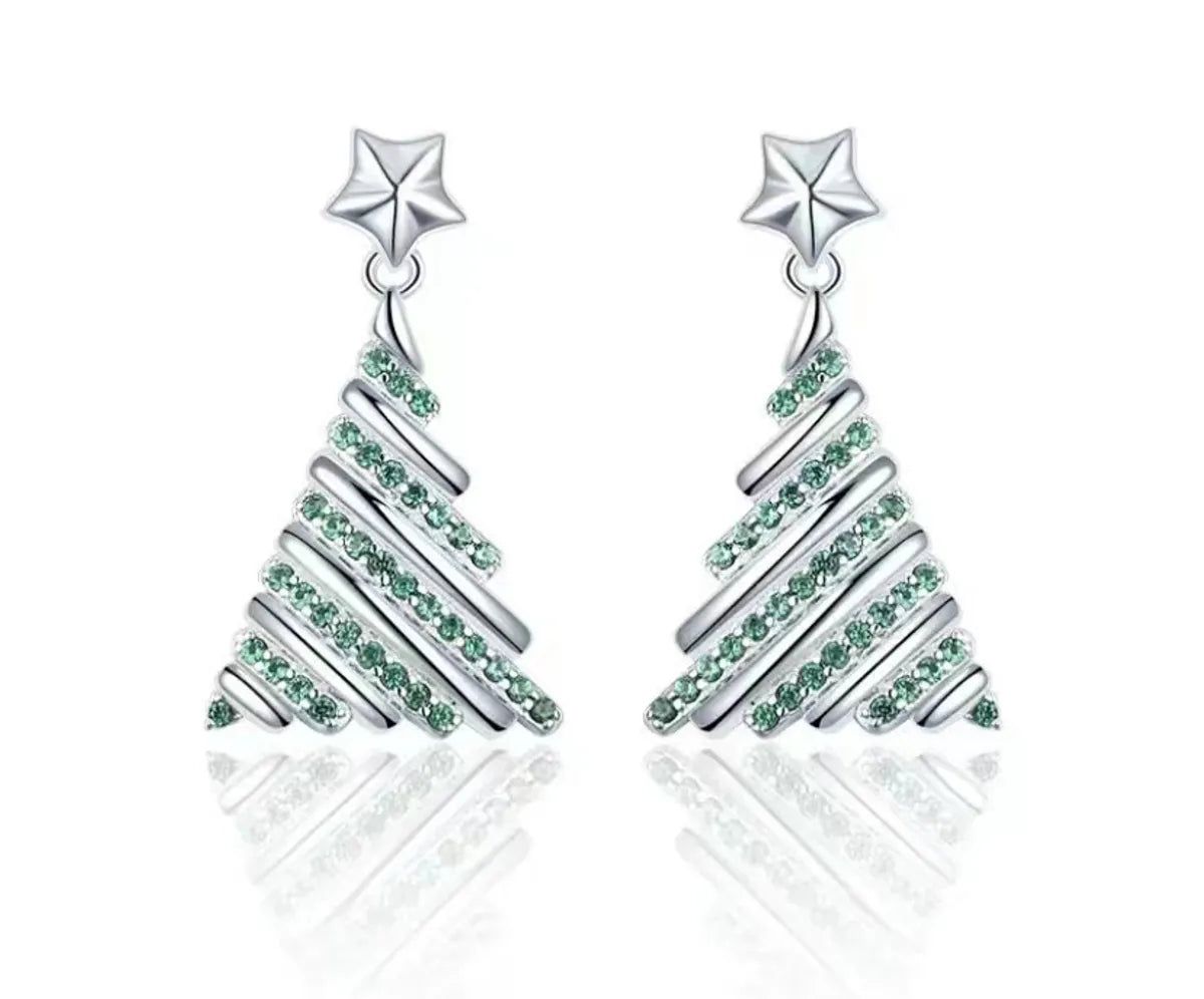 Fashion Christmas Tree Alloy Rhinestones Women'S Earrings 1 Pair