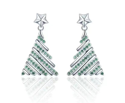 Fashion Christmas Tree Alloy Rhinestones Women'S Earrings 1 Pair