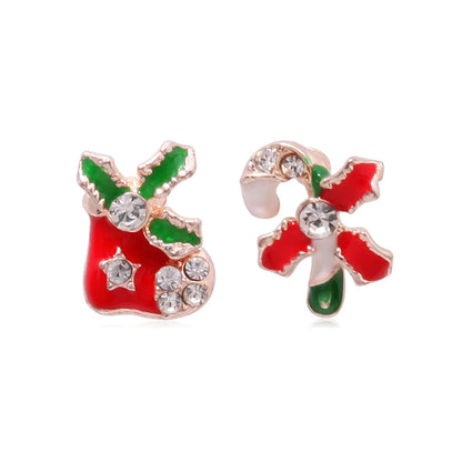 Fashion Christmas Tree Bell Snowflake Alloy Rhinestones Ear Studs