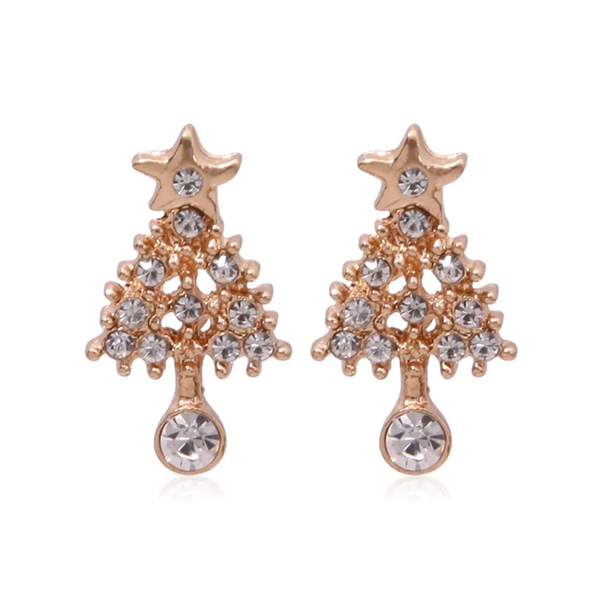 Fashion Christmas Tree Bell Snowflake Alloy Rhinestones Ear Studs